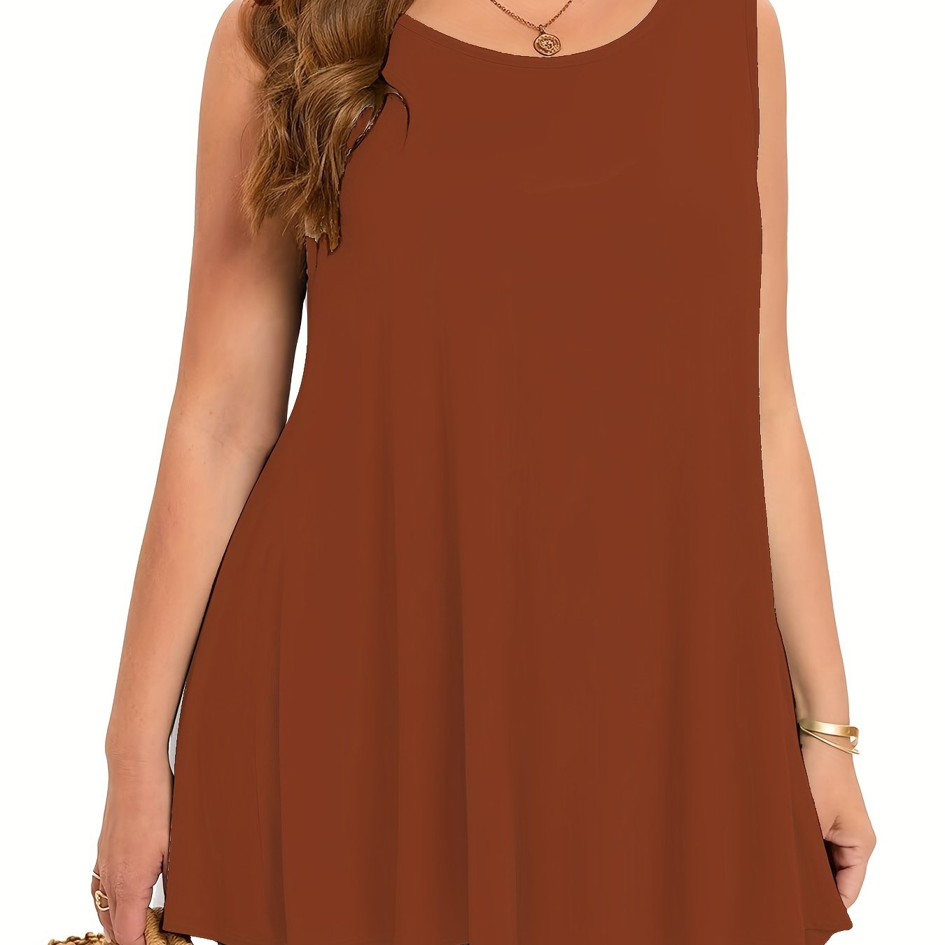 Plus Size Women's Stretchy Sleeveless Tank Top Casual Summer Sleeveless Top