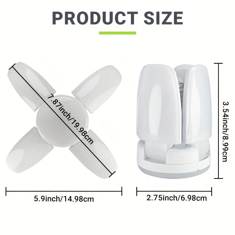 Small LED Folding Lamp with Four-Leaf Design 28W Bright Indoor Garage Lighting Adjustable Color Temperature