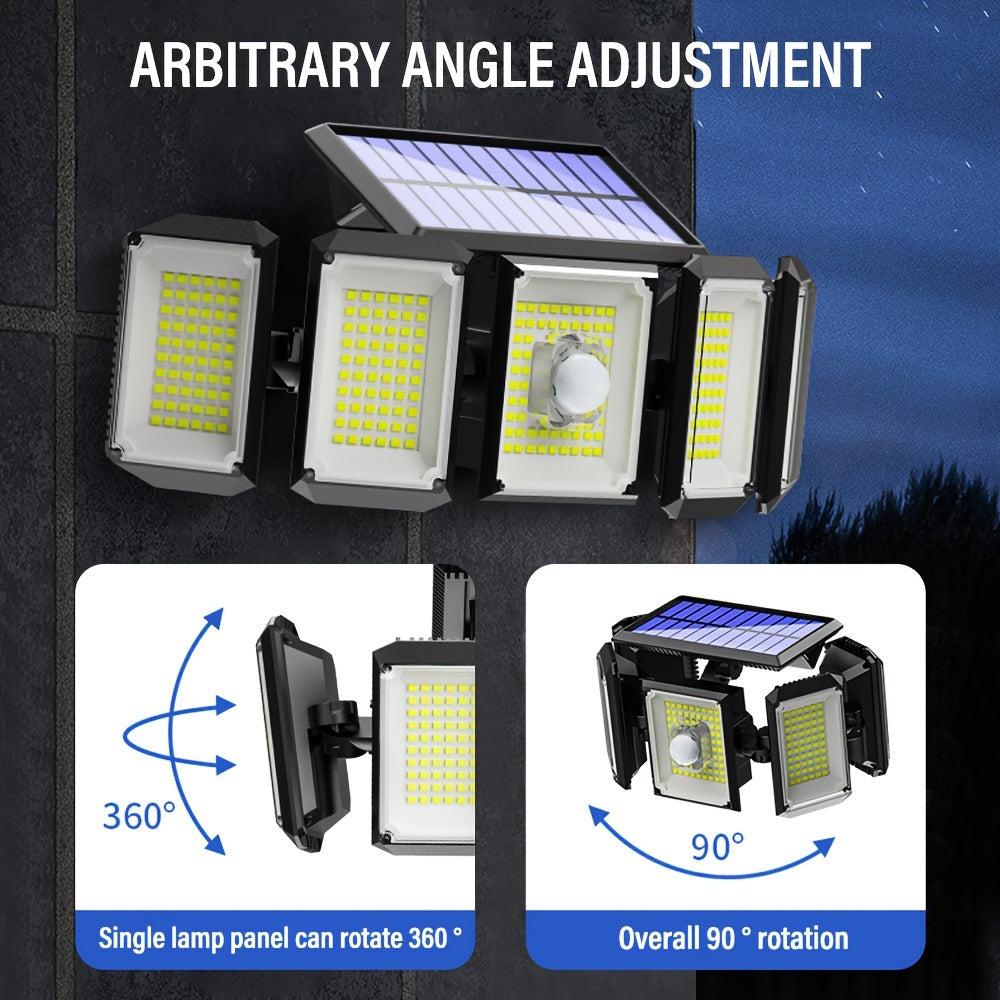 Solar Outdoor Security Light with Motion Sensor 300 LED Flood Lights 3 Modes Detachable Sconce