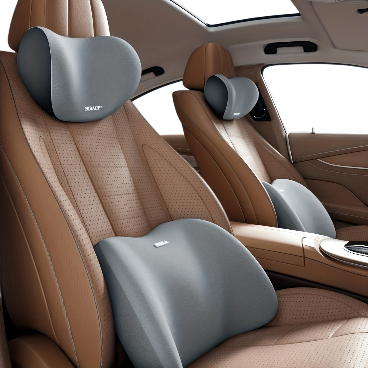 Ergonomic Car Seat Cushion Memory Foam Lumbar Support Shoulder Pillow