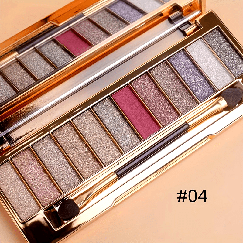 Women Glitter Eyeshadow Palette 12 Colors High Pigment Portable Makeup