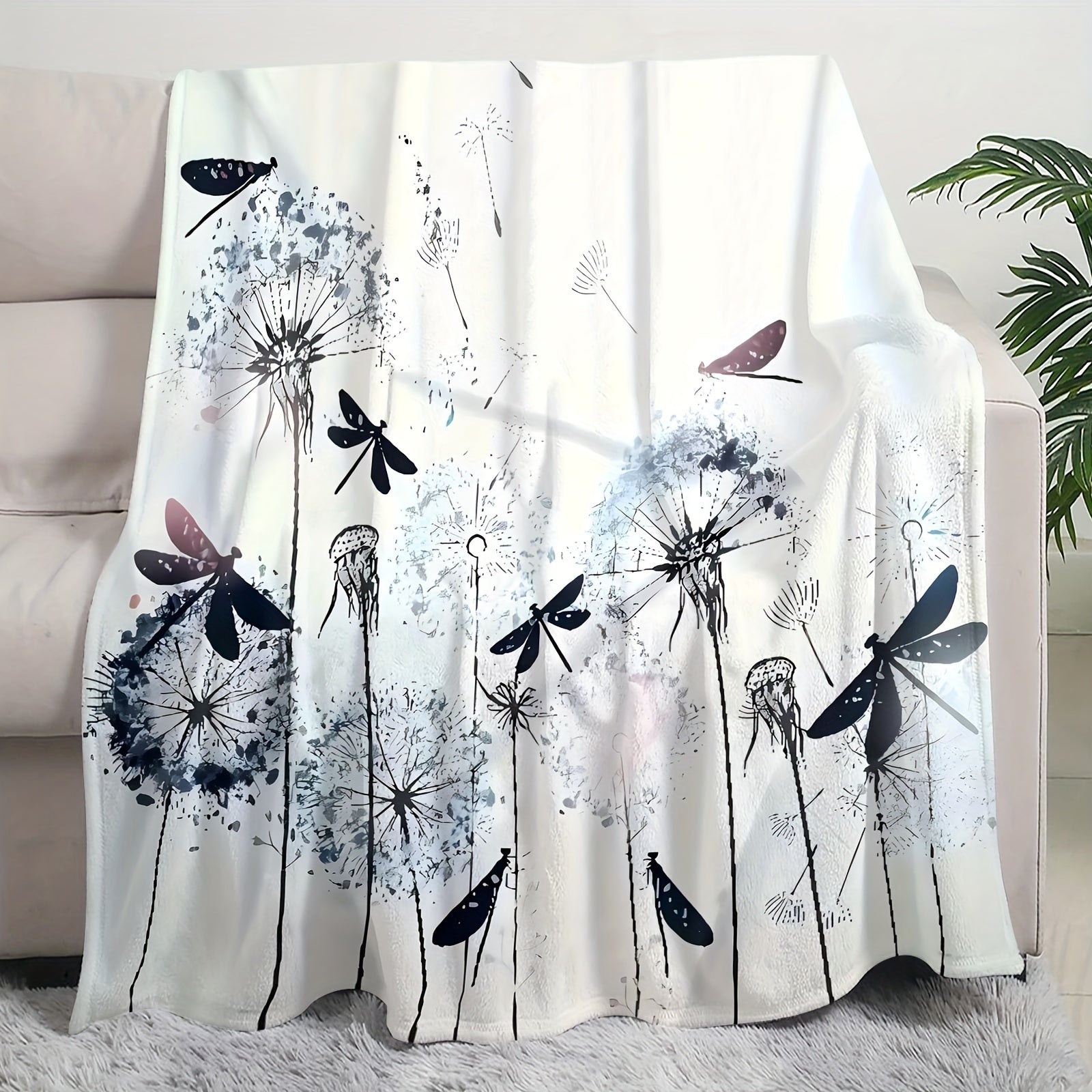 Современное фланелевое флисовое одеяло с цифровой печатью, устойчивое к пятнам, для всех сезонов