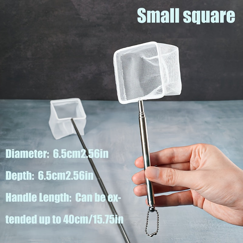 Stainless Steel Aquarium Fish Net with Extendable Handle for Catching and Handling