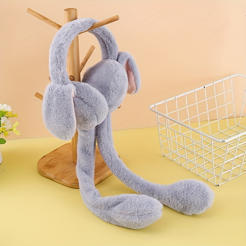 Winter Warm Plush Bunny Ears Headband Hand Wash Solid Color Earmuffs
