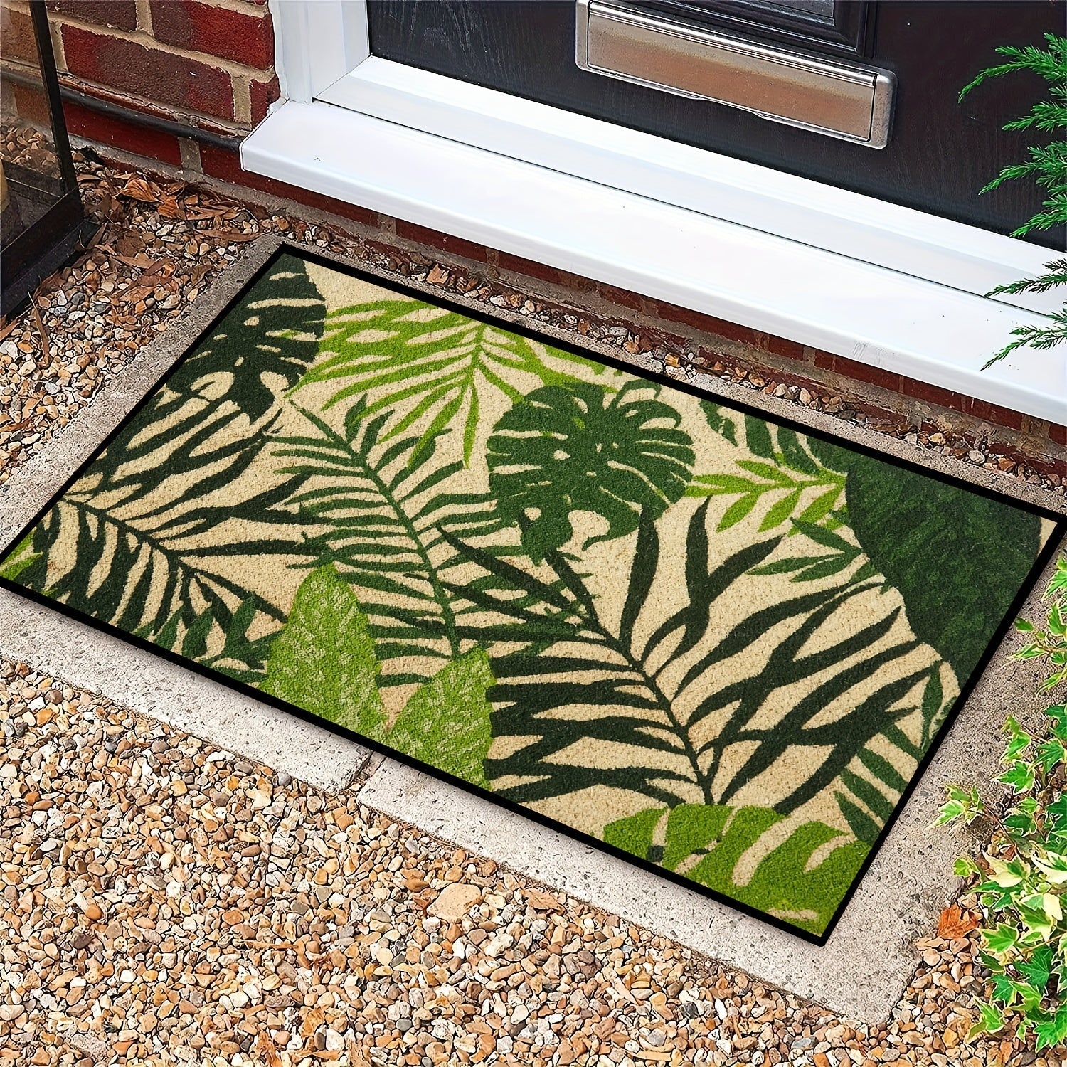 Floral Welcome Door Mat Anti-Slip Indoor Outdoor Easy to Clean