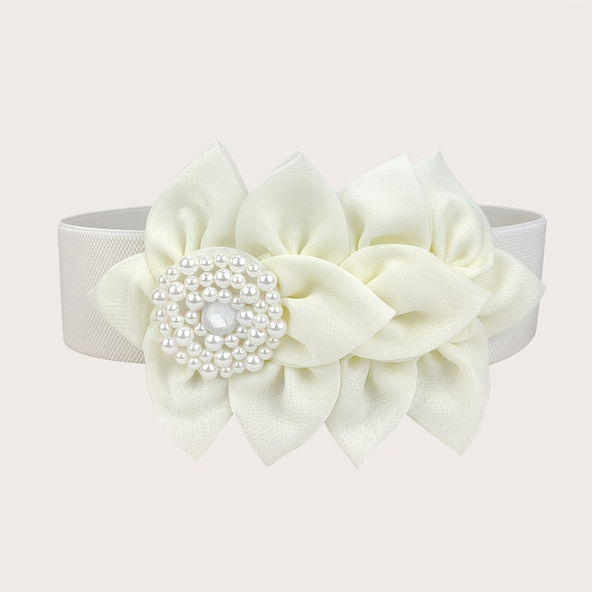 Black Floral Corset Belt with Red Elastic and Bold Buckle for Women