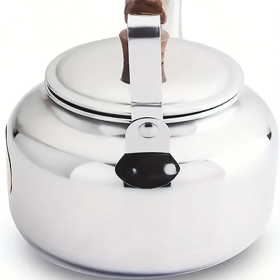 Thickened Stainless Steel Water Kettle with Wood Grain Handle for Indoor and Outdoor Use