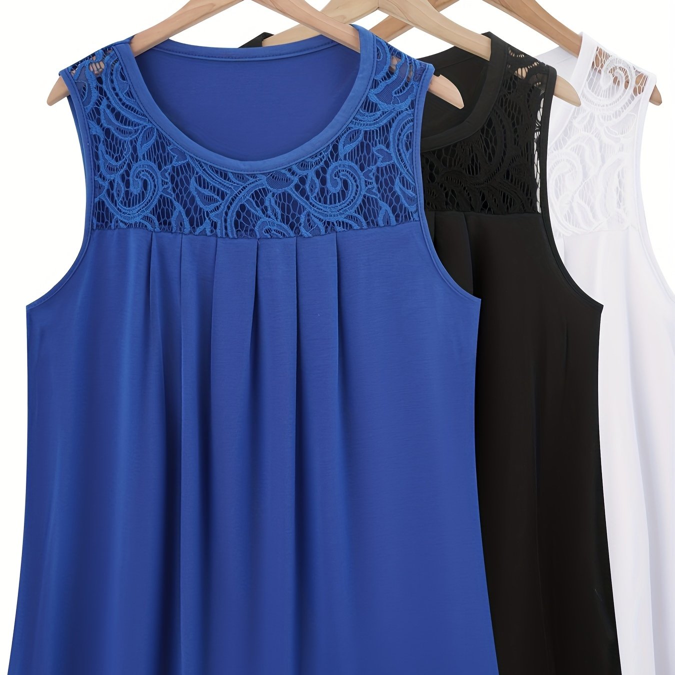 Набор из 3 женских трикотажных жилетов из полиэстера однотонного цвета с круглым вырезом, повседневные рубашки