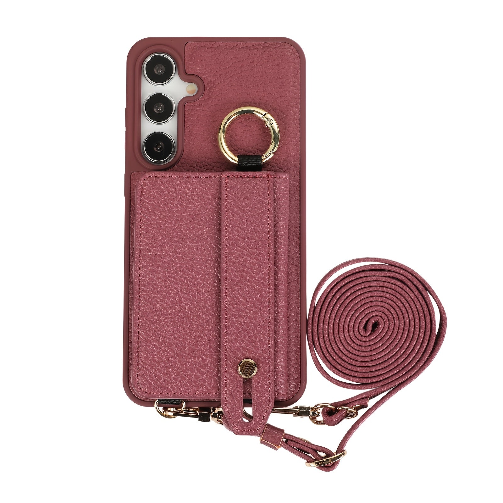 Faux Leather Crossbody Phone Bag for Samsung Plus with Wallet Card Slots Lanyard