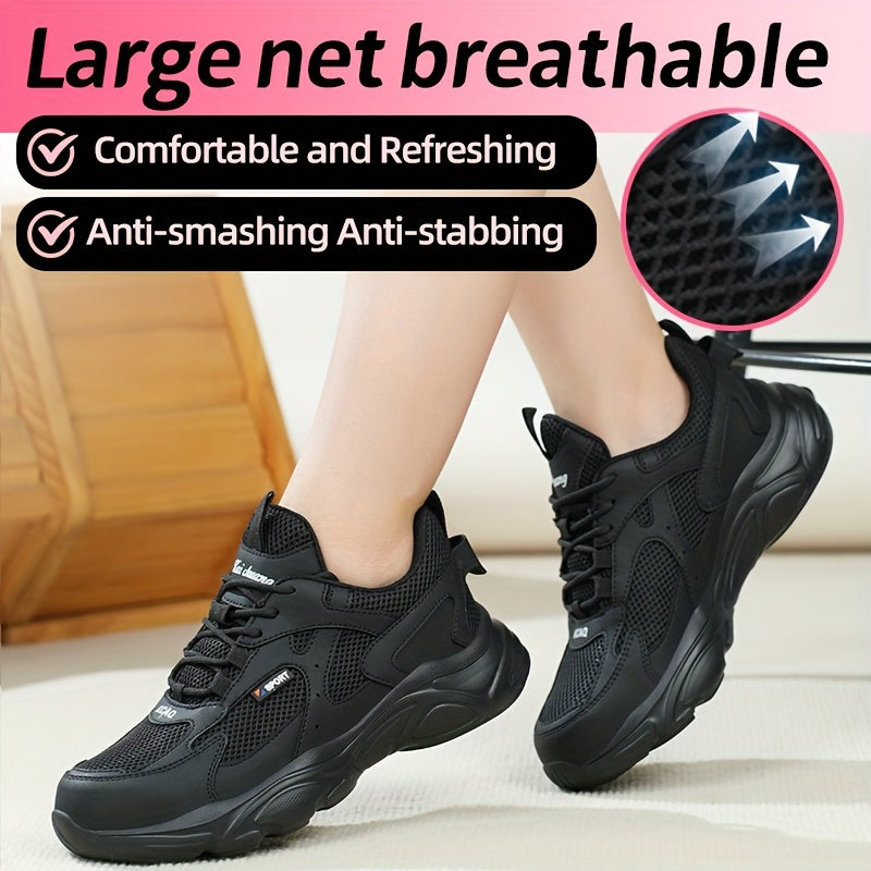 Women's Breathable Steel Toe Safety Sneakers Puncture-Resistant Work Shoes