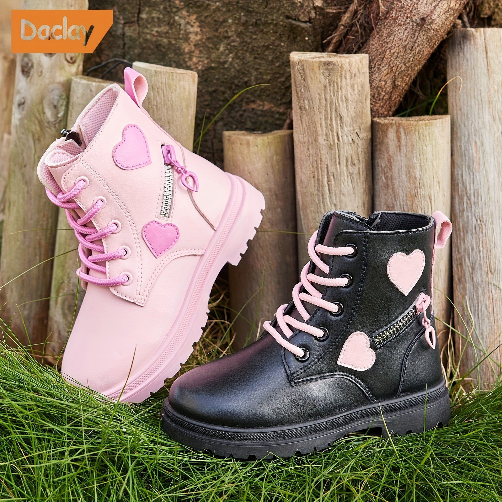 Botas casual con patrón de corazones para niñas, ligeras, antideslizantes, para otoño e invierno