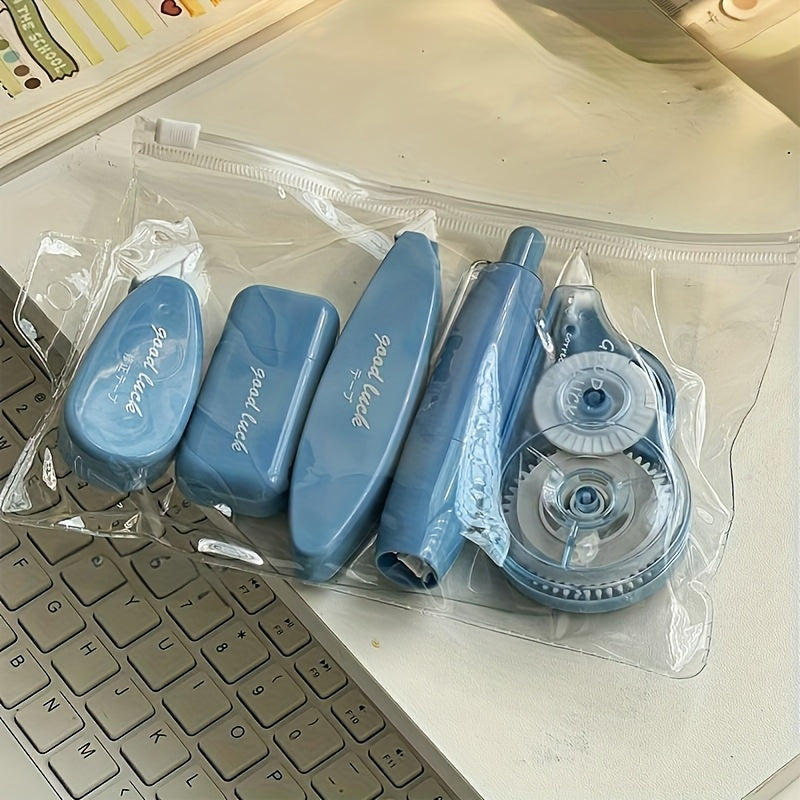 Juego de 5 cintas correctoras de degradado verde lima de gran capacidad, dispensador duradero de PP para escuela y oficina