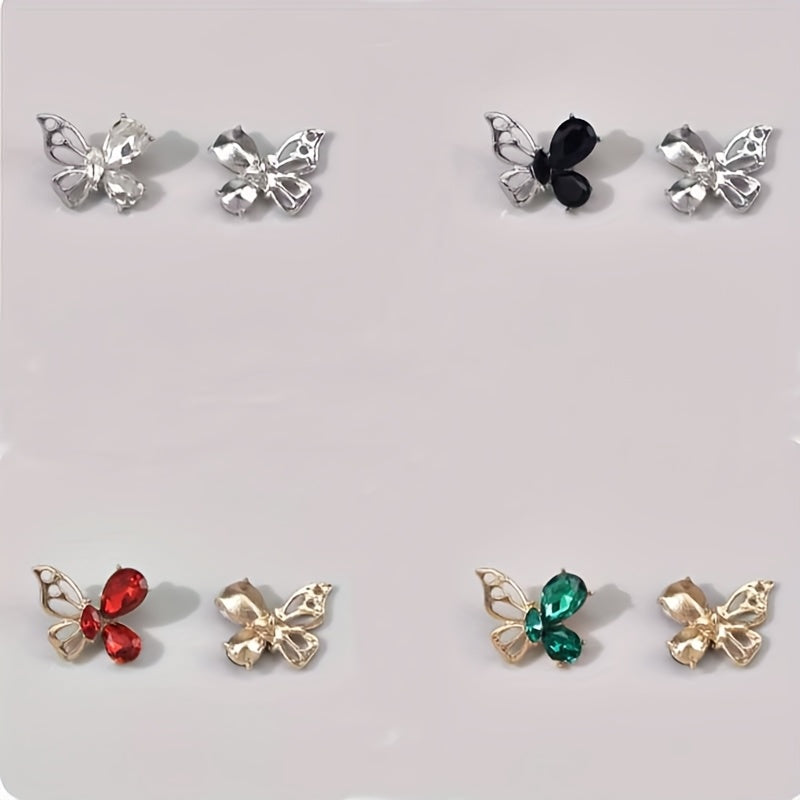 Set of 7 Multicolor Crystal Butterfly Buttons for Women's Coats Sweaters Cardigans