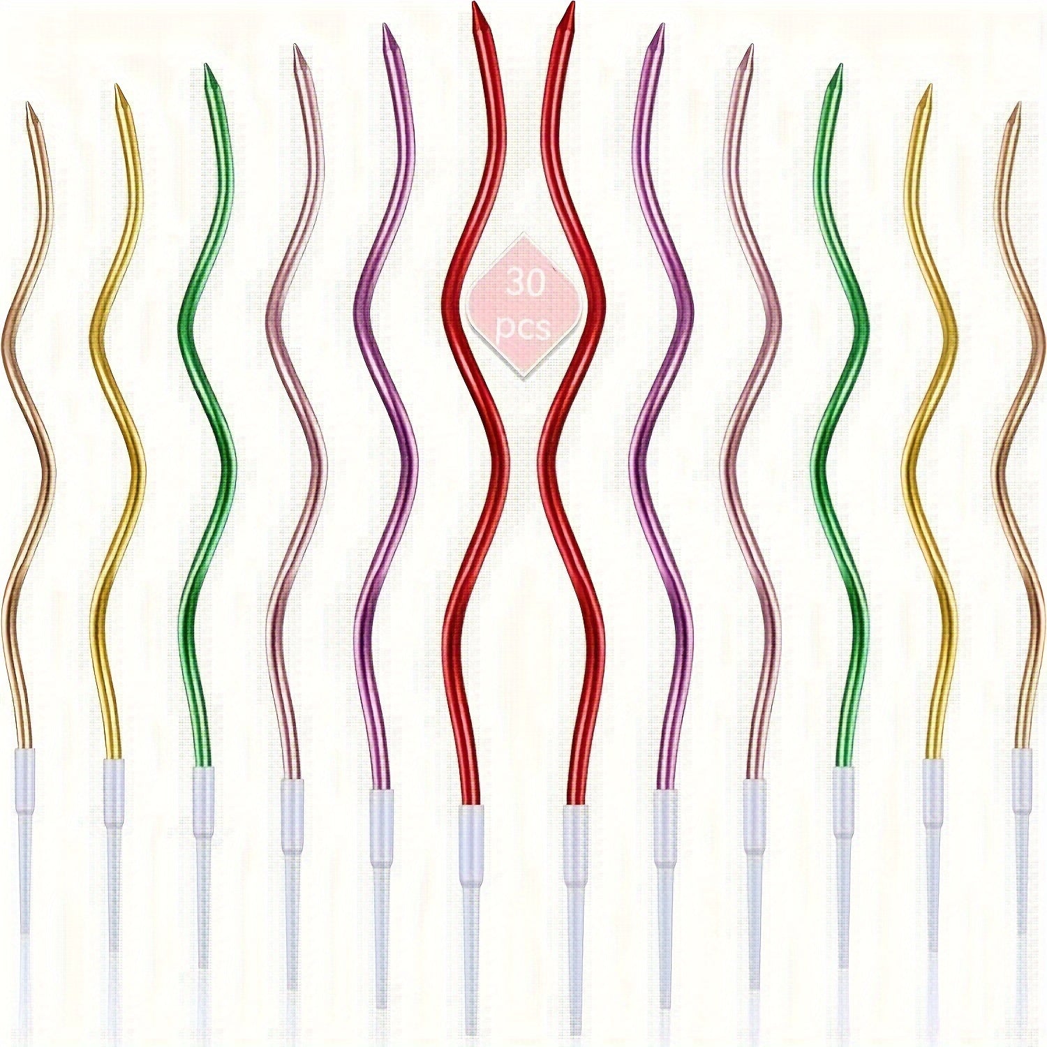 30 ta oltin spiralli tort shamlar, sim spiral va turli tug'ilgan kun, to'y va bayram tortlari uchun tur.