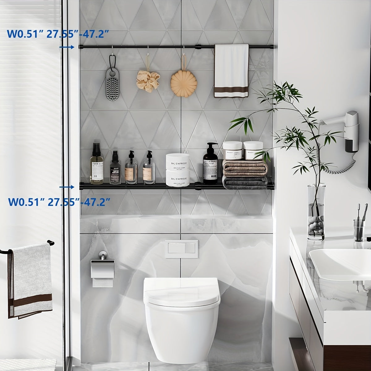 Telescopic Curtain Rod for Shower Clothes Drying Bathroom Accessories Adjustable Length