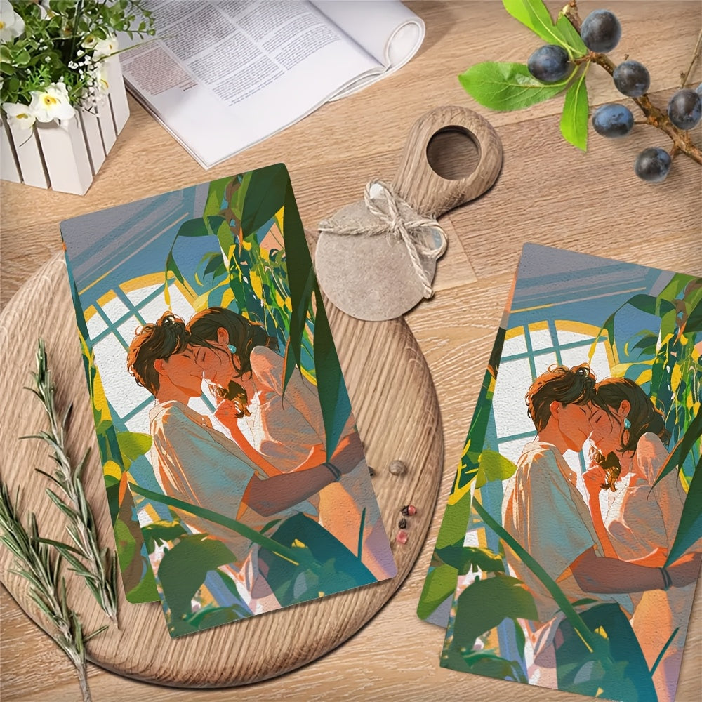 Пара из 2 ультра-мягких кухонных полотенец для сушки посуды и рук 40x60 см