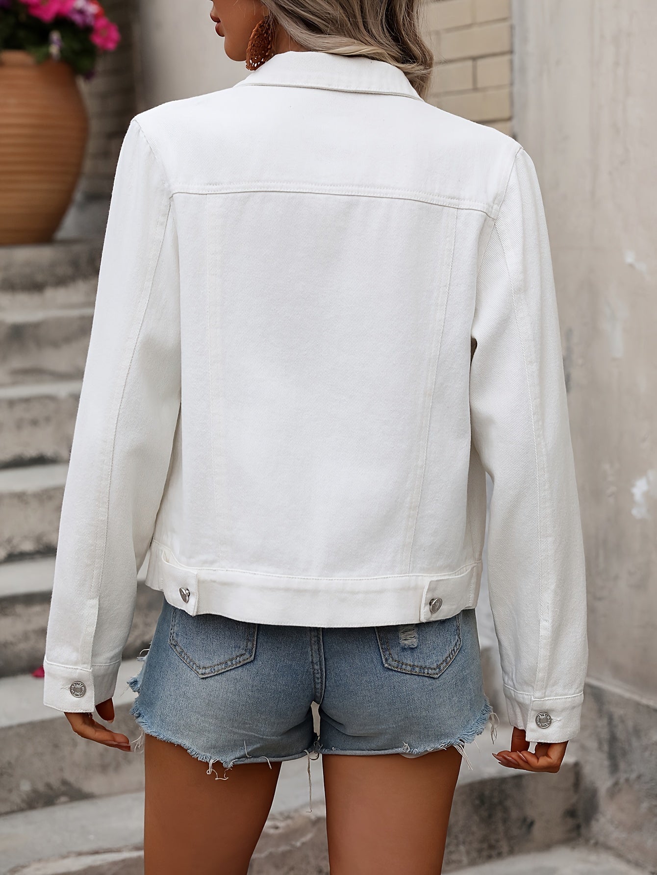 Women's Plus Size Denim Jean Jacket Long Sleeve Casual Outerwear