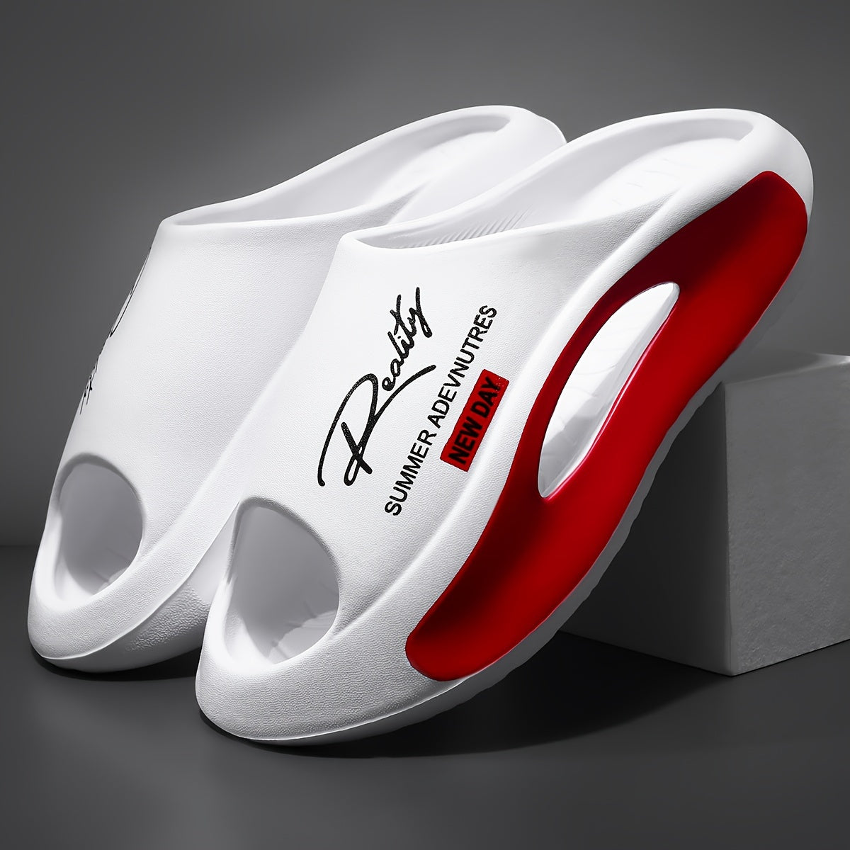 Women's Face Print Slides Thick Sole Non-Slip Breathable Open Toe Sandals for Indoor Outdoor