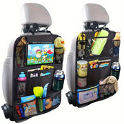 2-Pack Car Backseat Organizer with Tablet Holder and Kick Mats Durable Polyester