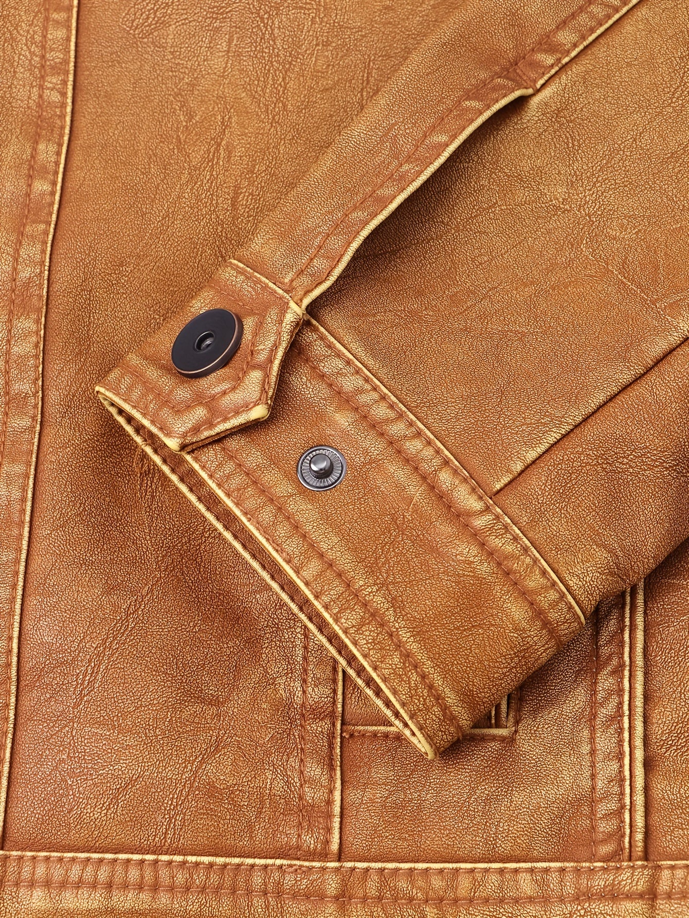 Men's Retro Motorcycle PU Jacket with Zipper and Multiple Pockets for Autumn Winter