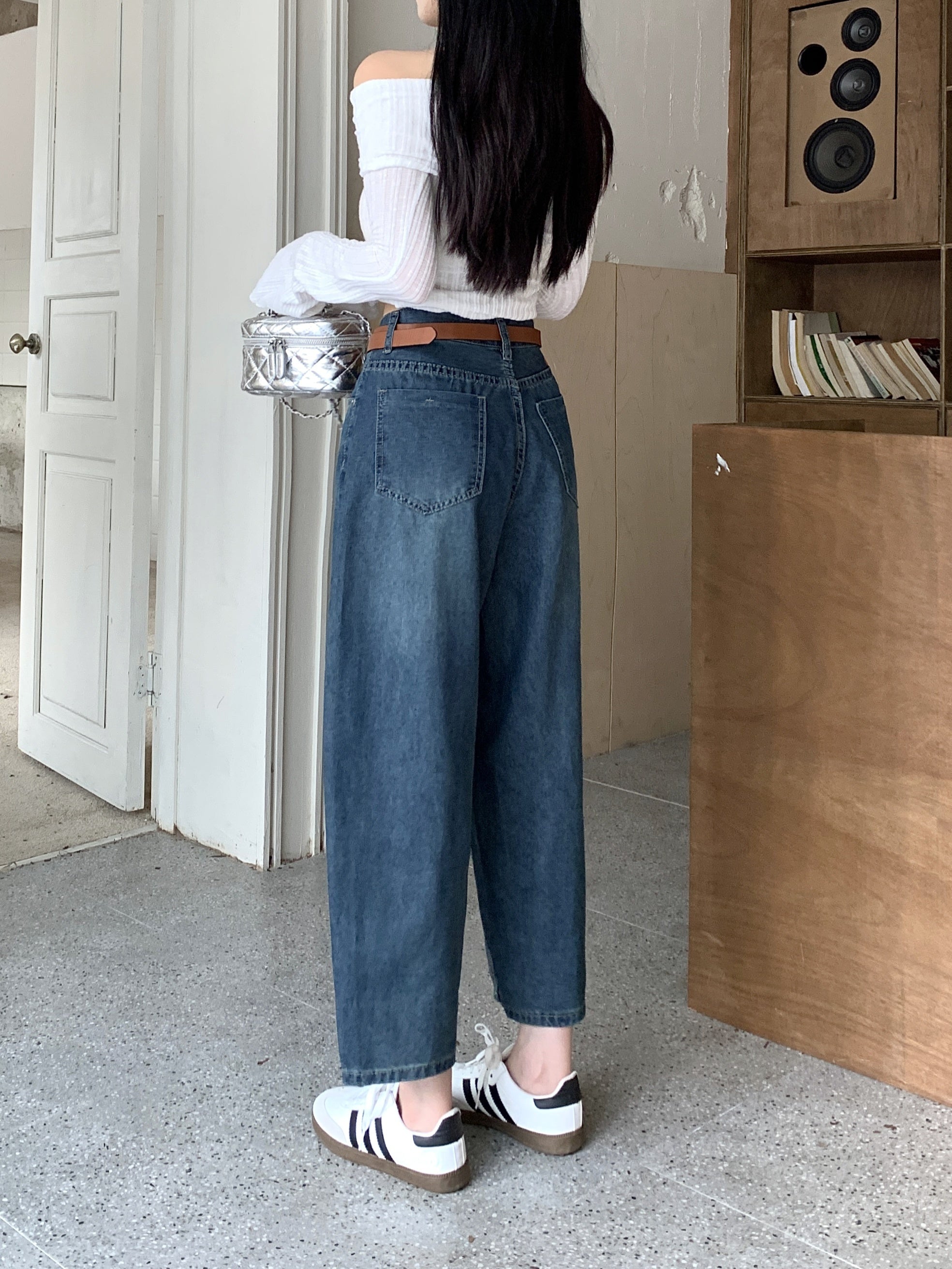 Women's Denim Jeans Casual Slimming Loose Fit Cropped Mid-Rise Pockets