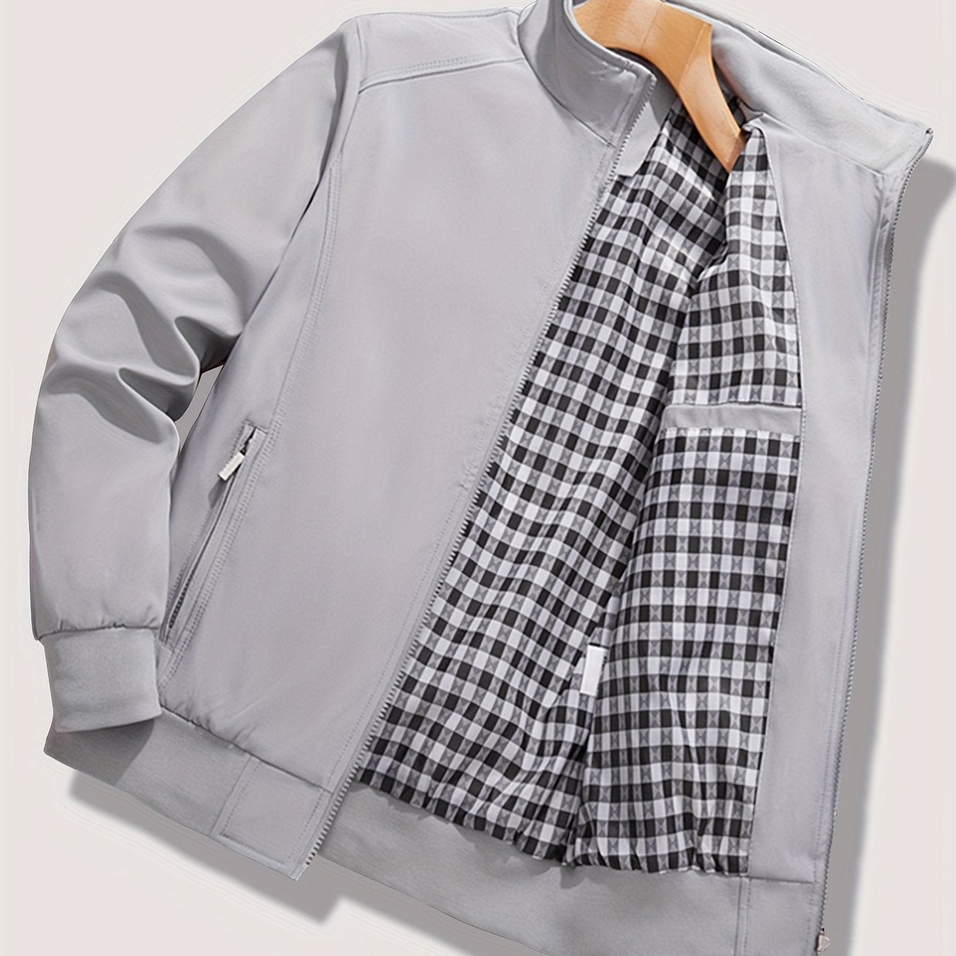 Men's Softshell Jacket with Pockets Zipper Stand Collar for Spring Autumn Outdoor