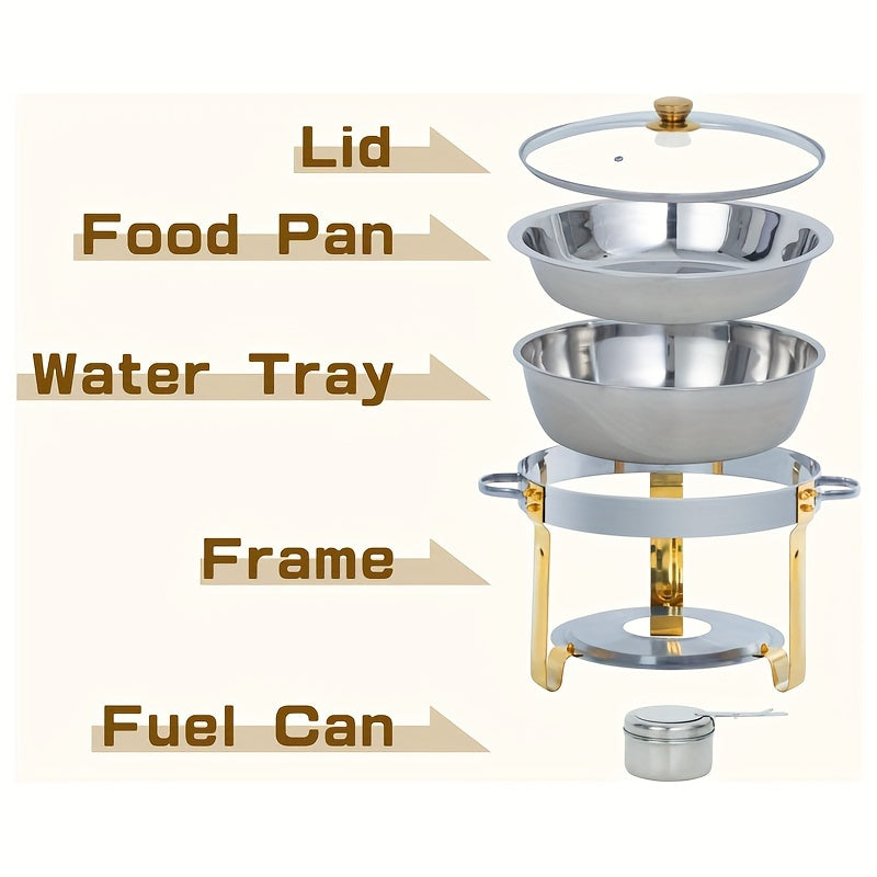 Elegant Stainless Steel Buffet Chafing Dish Set 5QT Round for Catering and Parties