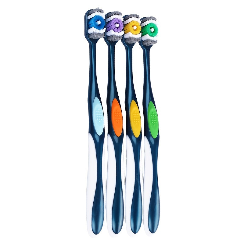 Set of 6 Adult Hard Nylon Bristle Travel Toothbrushes Lightweight