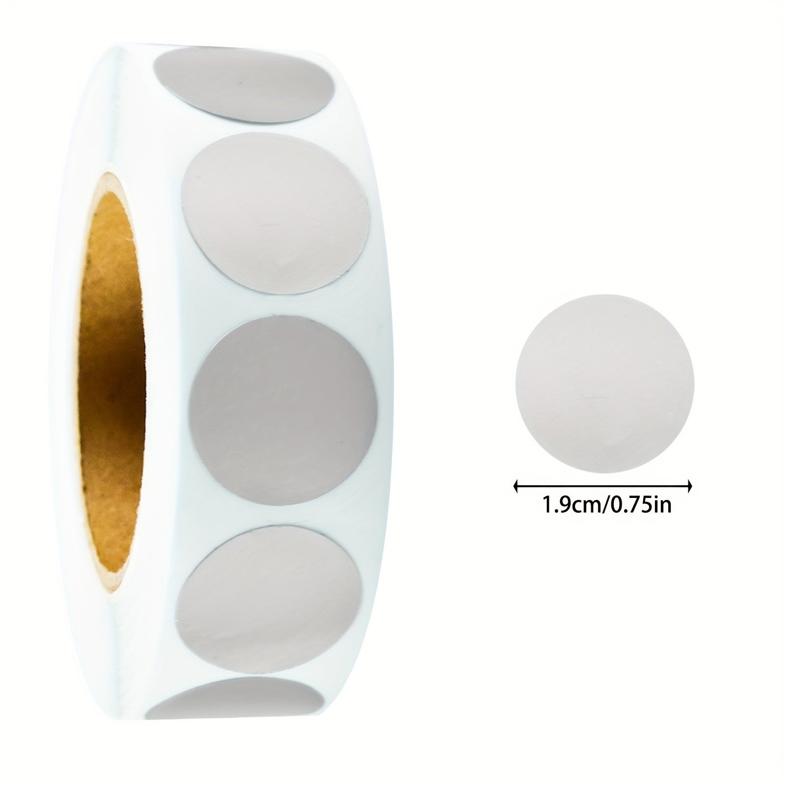 1000 Pcs Roll 1.9cm Silver Aluminum Foil Label Stickers for Document Marking