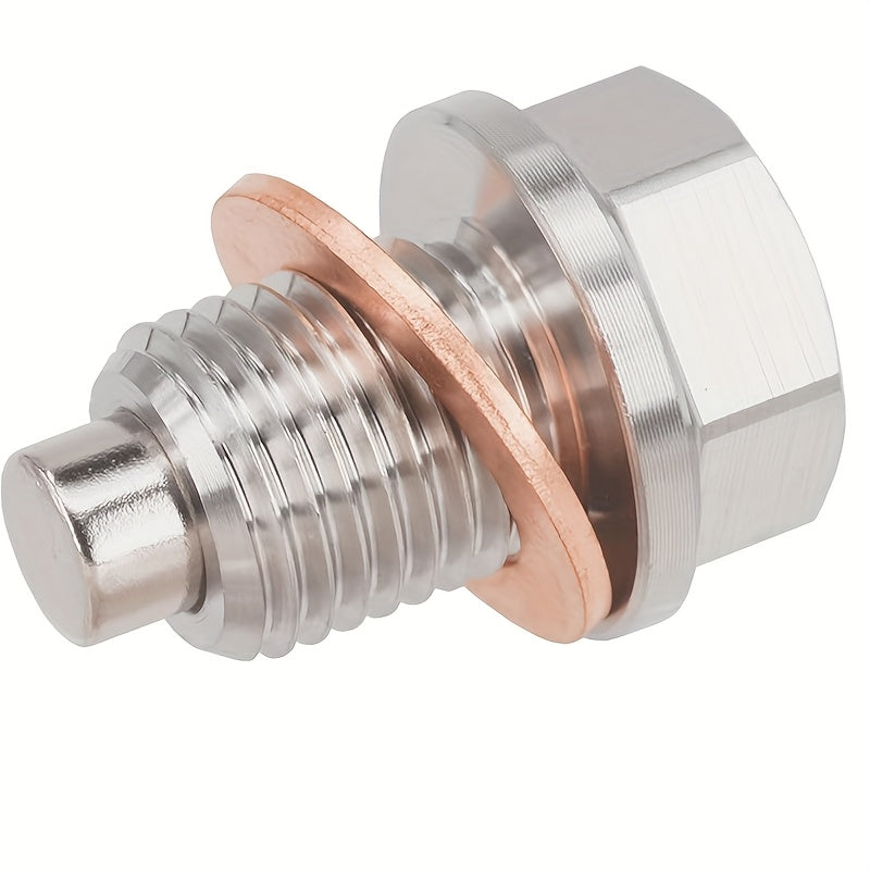 Magnetic Stainless Steel Oil Drain Plug with Red Copper Washer Gasket Replacement