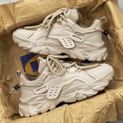 Men's White Thick-Soled Height-Increasing Casual Sneakers for All Seasons