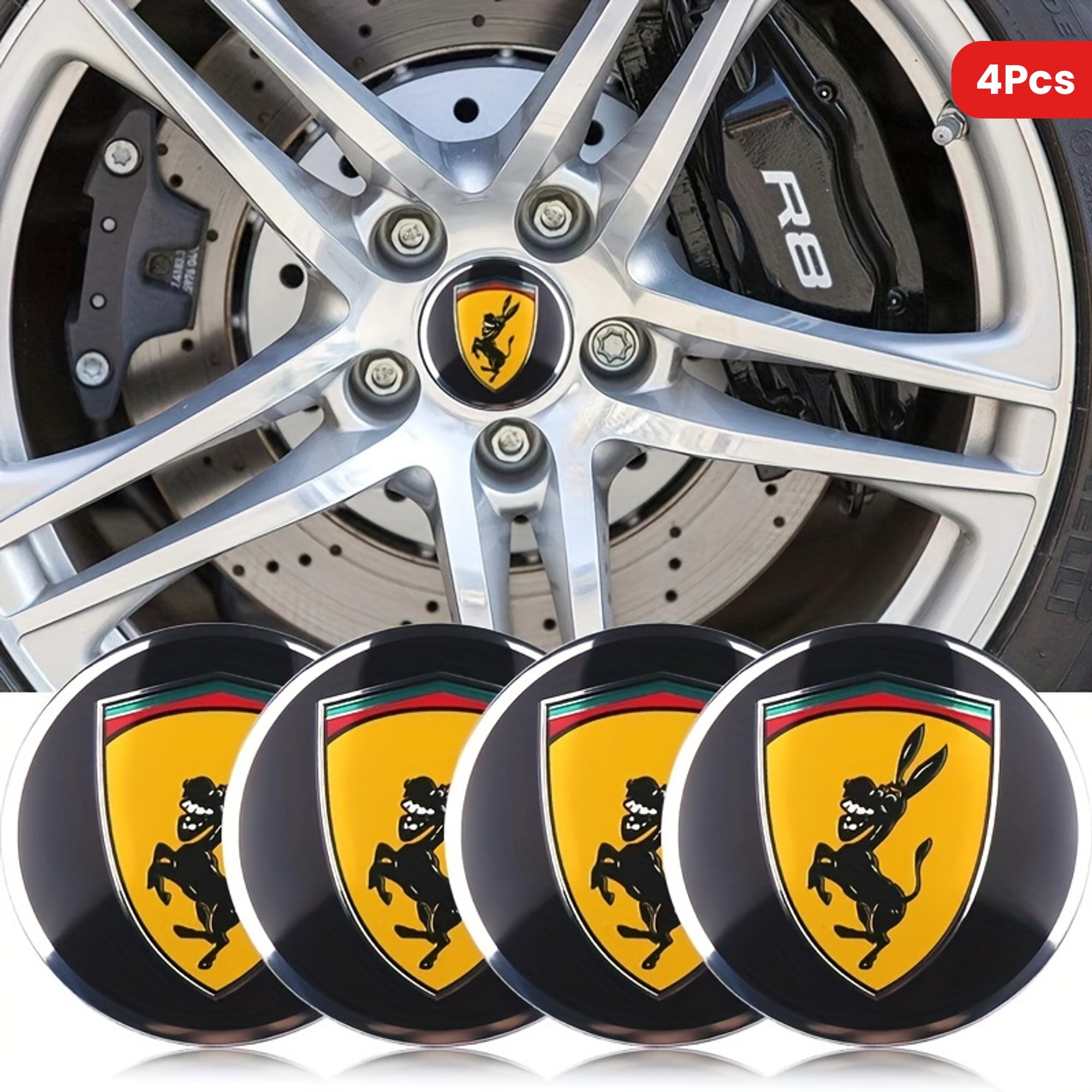 4pcs Aluminum Car Wheel Center Hub Cap Emblem Badge Decoration Funny Donkey Logo