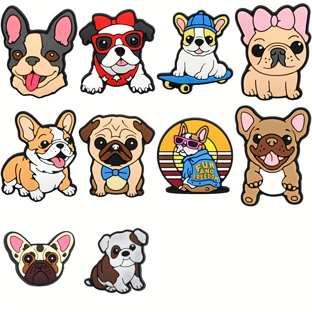10/11/25 Pcs Soft Plastic French Bulldog Shoe Charms Dog Shoe Accessories for Sandals