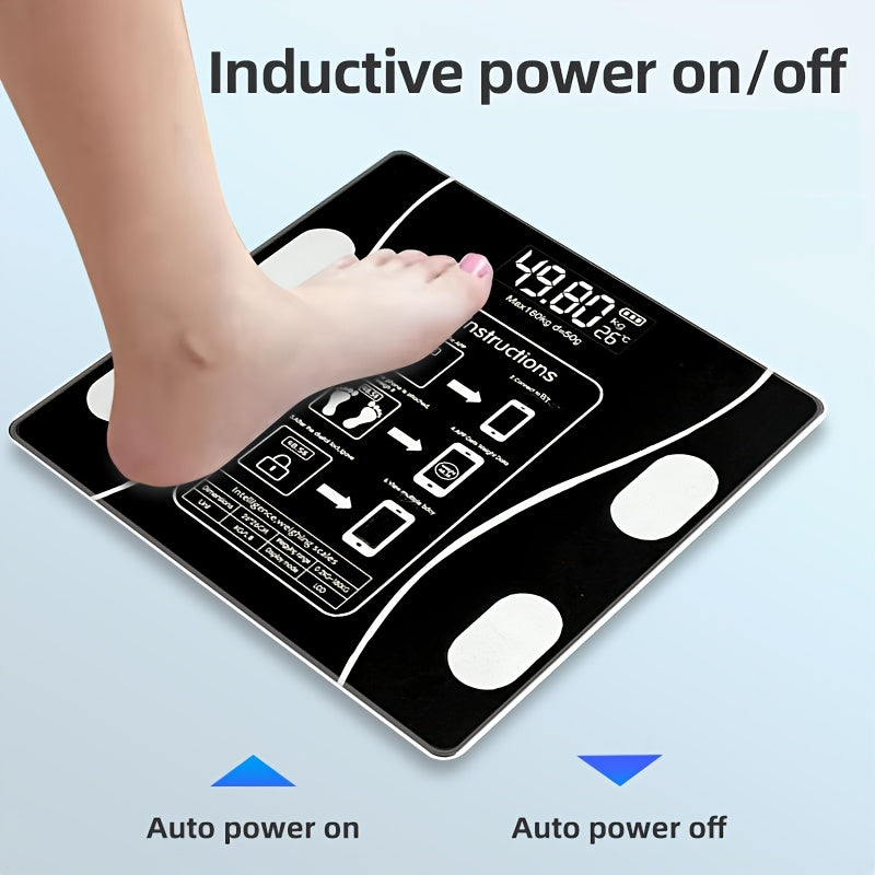 Цифровые напольные весы для тела белые и черные с ЖК-дисплеем, беспроводные, Bluetooth, для домашнего использования