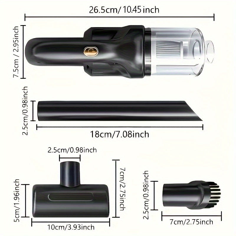 Wireless Handheld Vacuum Cleaner with High-Suction Cyclone, USB Rechargeable, for Home Car Office