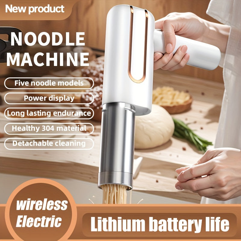 Electric Noodle Maker with Digital Display, Rechargeable USB, Stainless Steel
