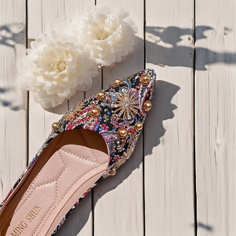 Women's Leather Pointed Toe Flats Comfortable Dress Shoes