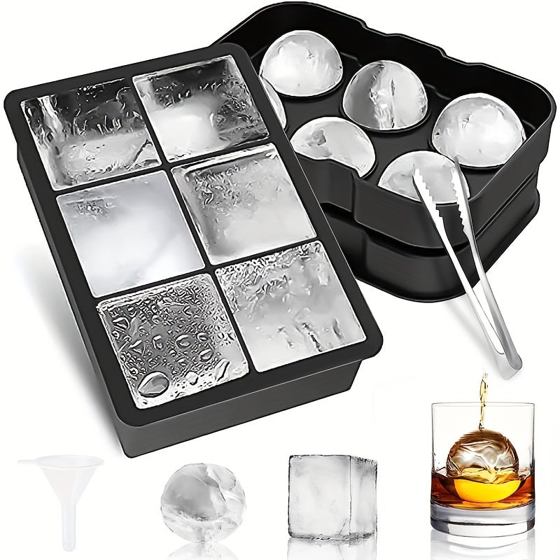 2PCS Reusable Food-Grade Silicone Ice Sphere Molds for Drinks and Cocktails