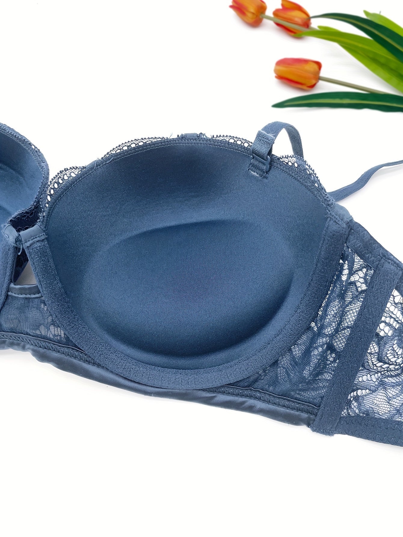 Women's Floral Lace Embroidered Push-Up Lingerie Set with Adjustable Bralette and Panty