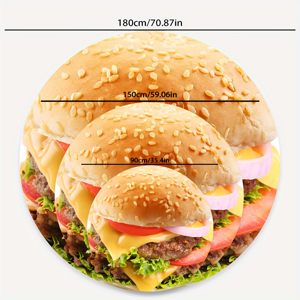 Cute Mexican Style Flannel Blanket with Hamburger Cartoon Print for Sofa Bed Travel