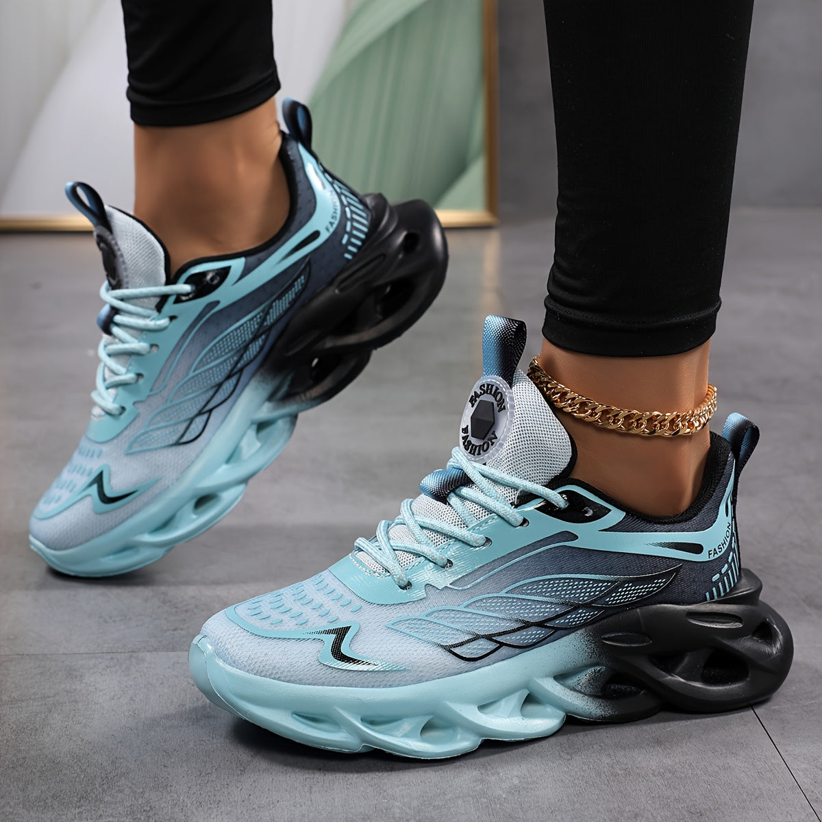 Women's Casual Sneakers Breathable Mesh Light Mint Green White Low-Top Shoes
