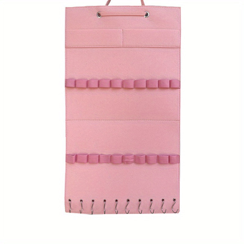 Настенный органайзер для резинок для волос - большой контейнер для хранения резинок и аксессуаров, идеально подходит для комнаты, двери или шкафа (включает 10 зажимов)