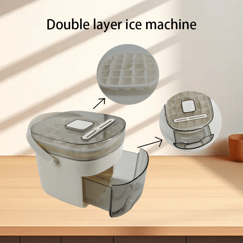 Large Capacity Ice Cube Maker with Storage Tray and Scoop for Kitchen