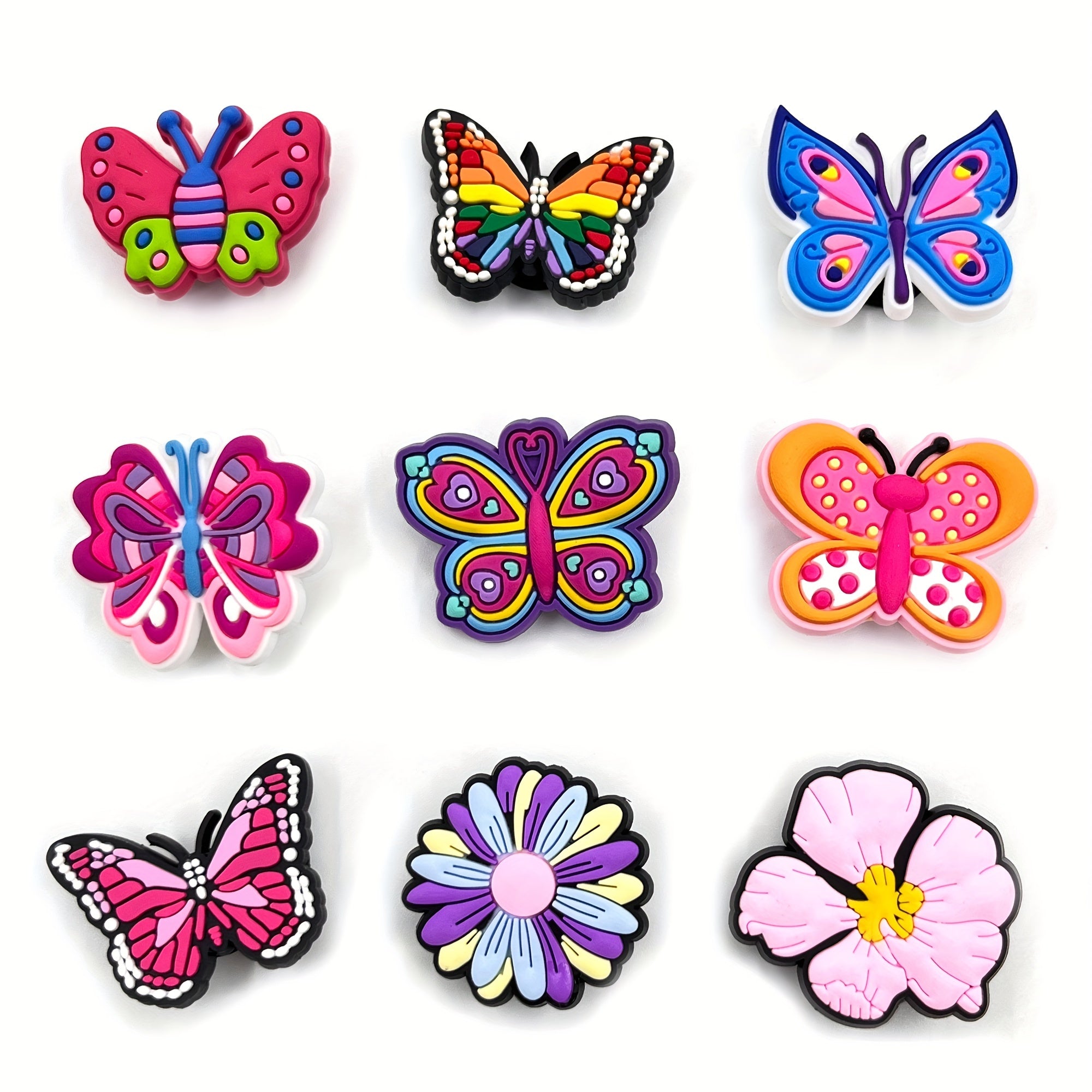 21Pcs Flower Butterfly PVC Charms for Jewelry Shoes Crafts Accessories