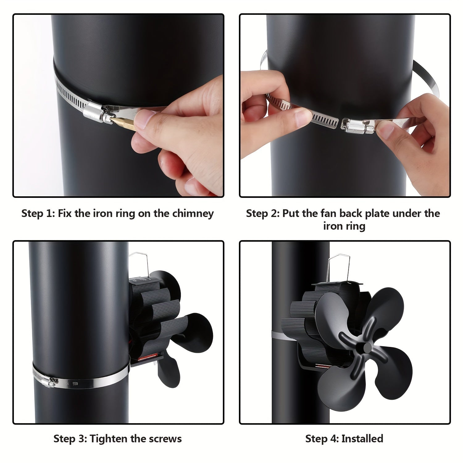 Тепловой вентилятор для камина с 4 лопастями для бесшумного распределения тепла