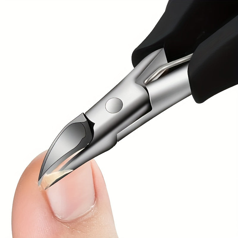 Stainless Steel Nail Clippers for Thick and Ingrown Toenails with Curved Blade and Nail File for Men and Women