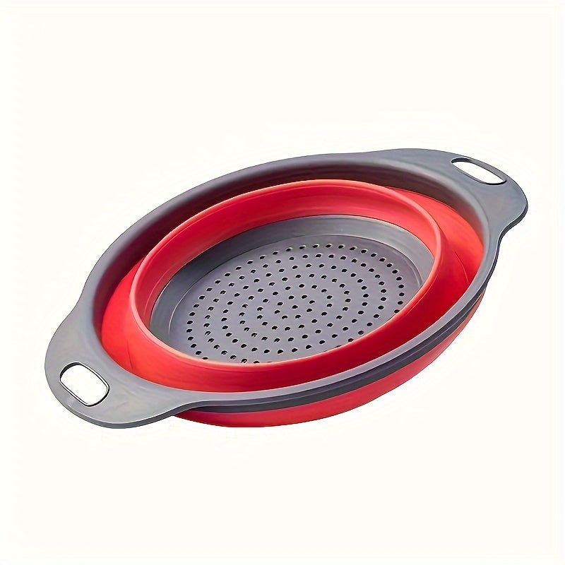Складной силиконовый дуршлаг с ручкой — идеально подходит для мытья и сушки фруктов, овощей и макаронных изделий — кухонный гаджет для легкой уборки и готовки