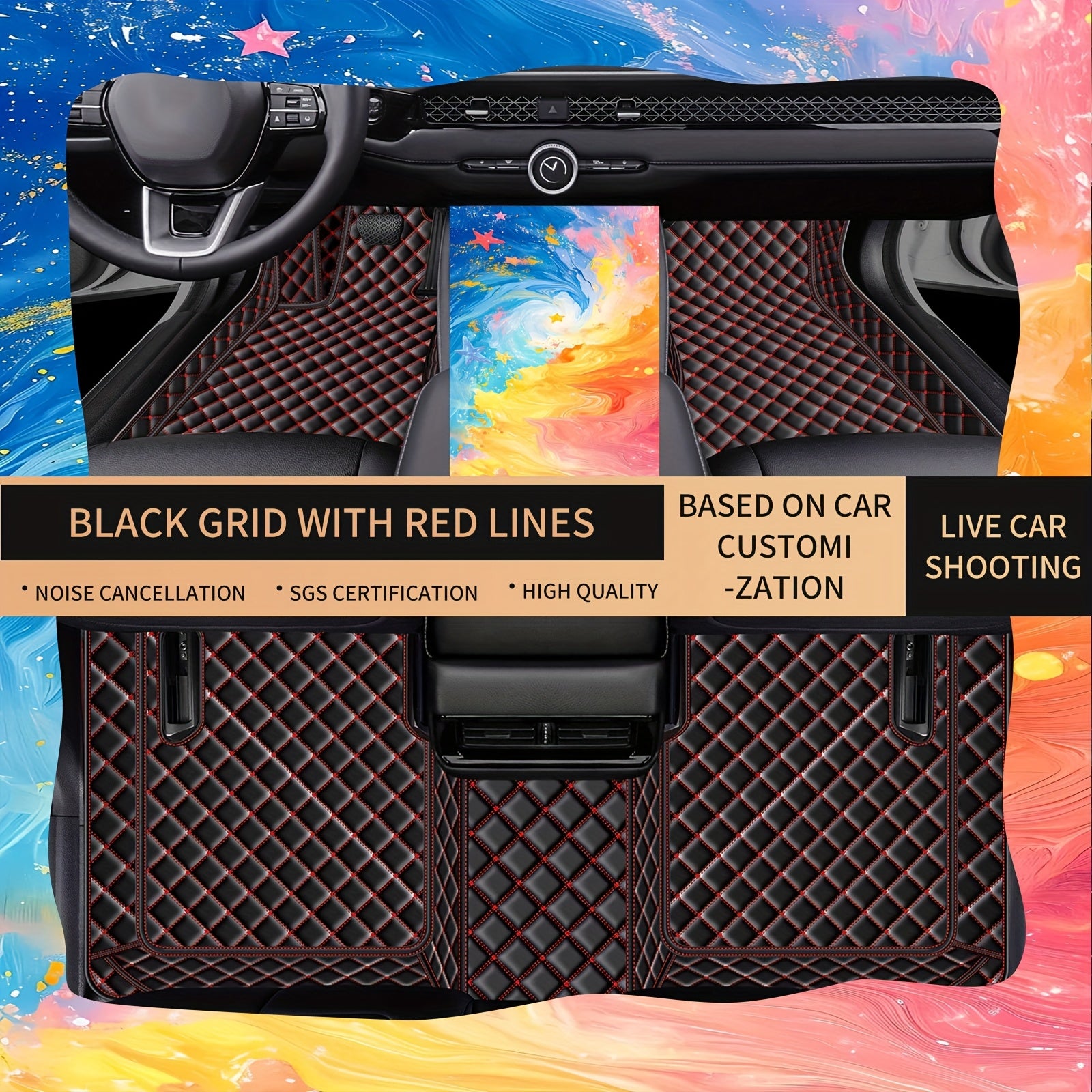 Car Floor Mat Set Luxury PU Leather All-Weather Durable for V3 Models