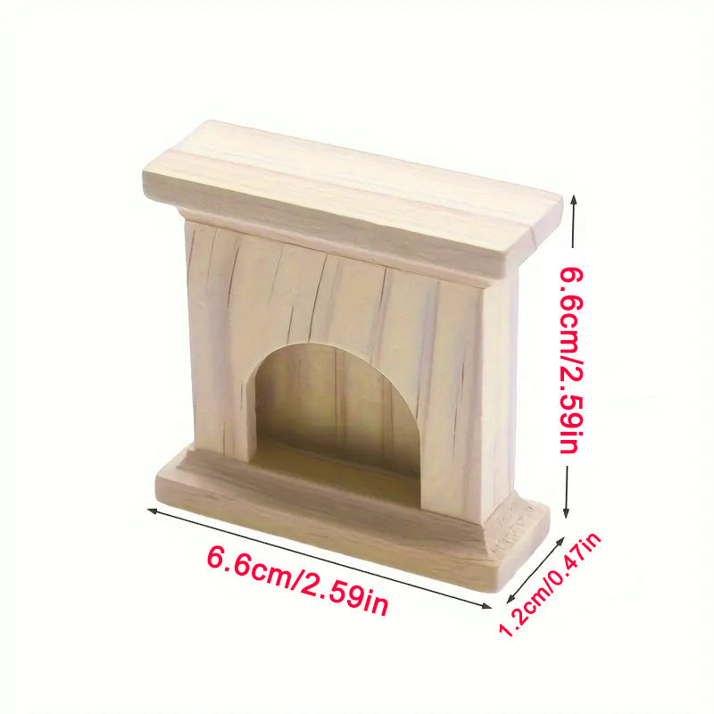 Miniature Wooden Fireplace 1/12 Scale for DIY Photography and Living Room Decor