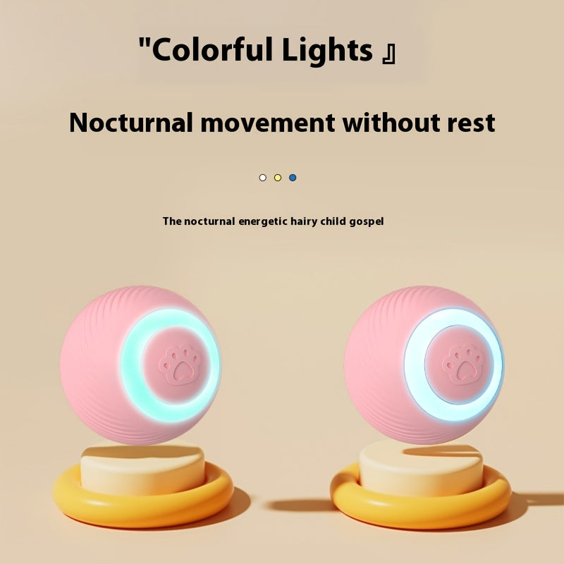 USB Rechargeable Cat Teaser Ball Striped Silicone All Breeds Interactive Toy